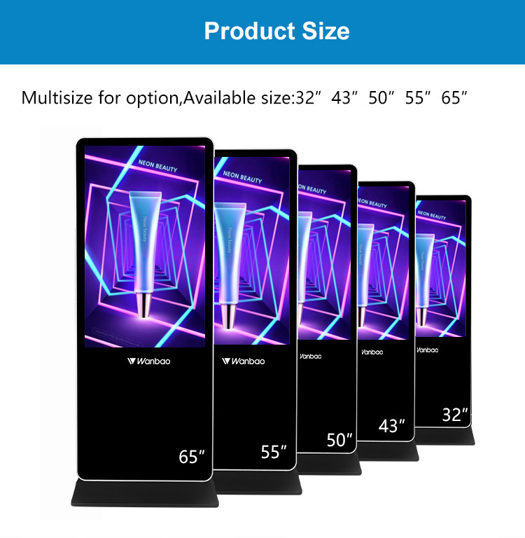 55 Inch Floor Stand Android Touch Screen Displays Advertising Players Ultra Thin Lcd Digital Signage
