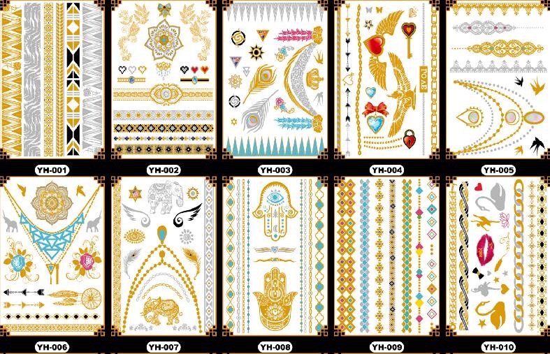 Gold Metallic Matte Lamination Body Tattoo Sticker