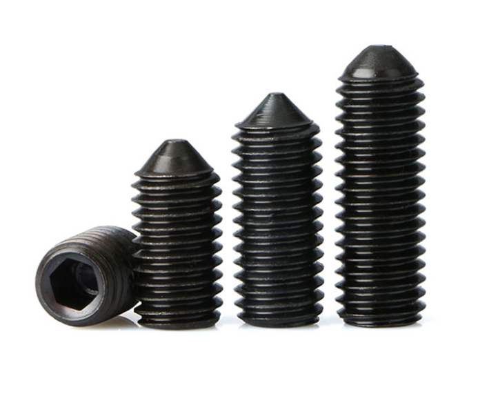 Carbon Steel Black Oxide Hexagon Socket Set Screws With Cone Point DIN 914