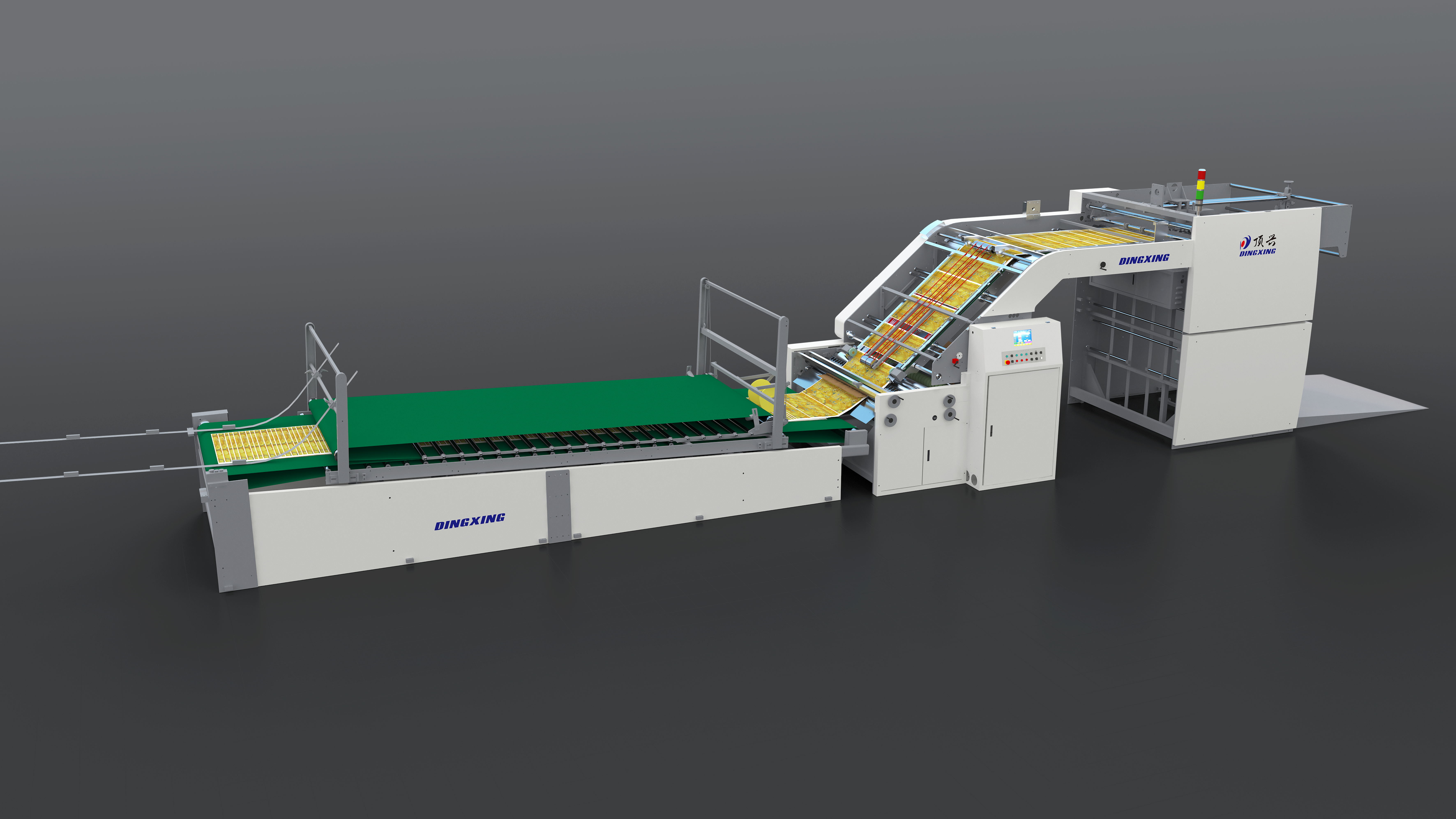 Leading Edge Feeder Automatic Flute Laminator Machine 29KW DX-2100