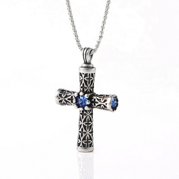 Explosive retro stainless steel cast cross zircon punk trendy new pendant