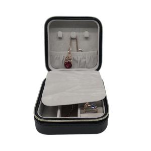 China Velvet Lining Zippered 9*9*5cm Pu Leather Jewelry Box wholesale