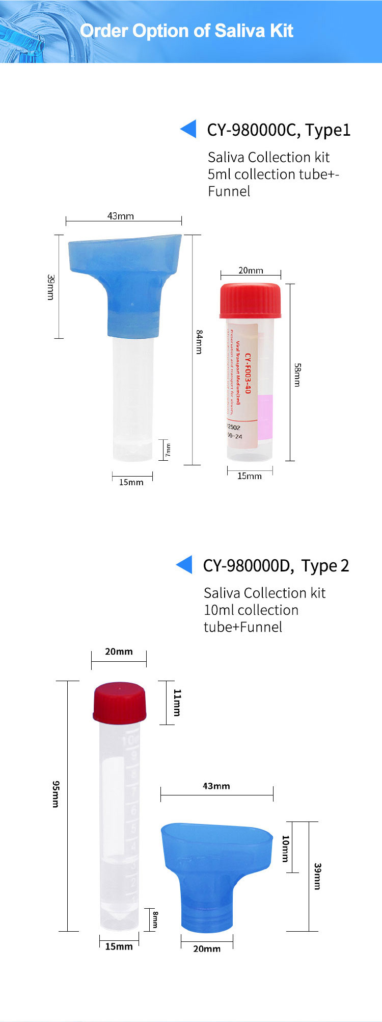 Portable Disposable Dna Collection Kit Saliva Sterile Transport Tube