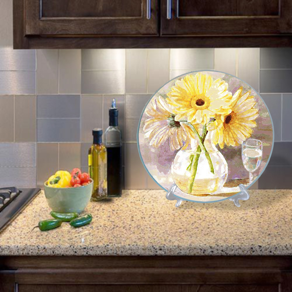 Tempered Square Bread Float Cut Blank Custom Shape Cutting Board with Wine Glass Coaster