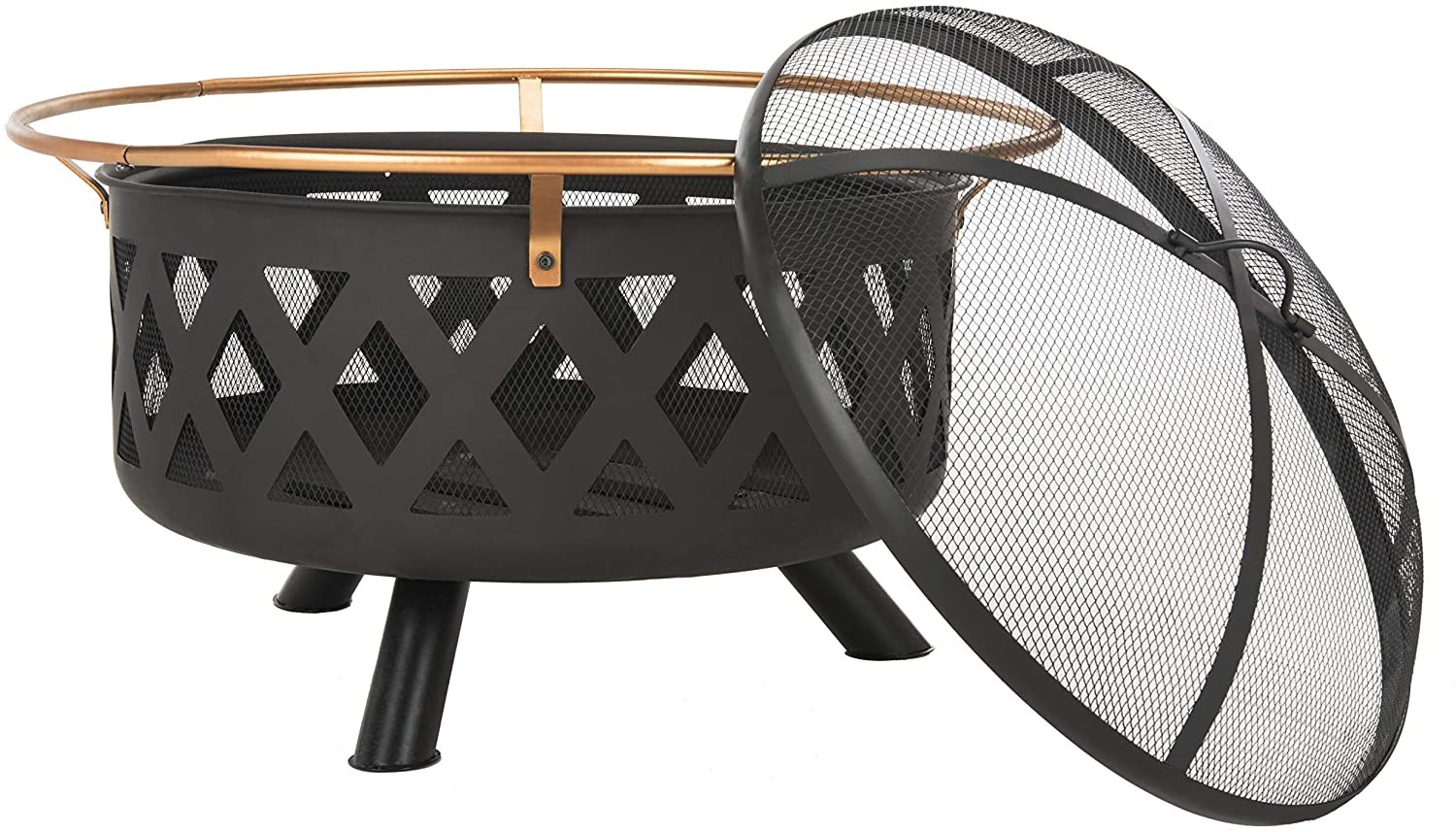 20.1 Pounds Copper And Black Portable Round Charcoal Fire Pit For Gardern