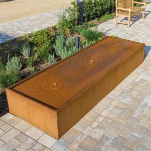 China Outdoor Backyard Decoration Rusty Metal Waterfall Corten Steel Water Fountain wholesale