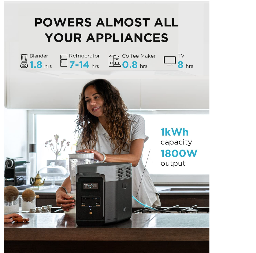 EF ECOFLOW DELTA 2 Solar Generator Portable Power Station UPS Power Supply 1024Wh Battery 1800W