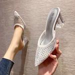 3111-2 Korean Fashion Pointed Shallow High Heeled Shoes Net Red Diamond Sandals