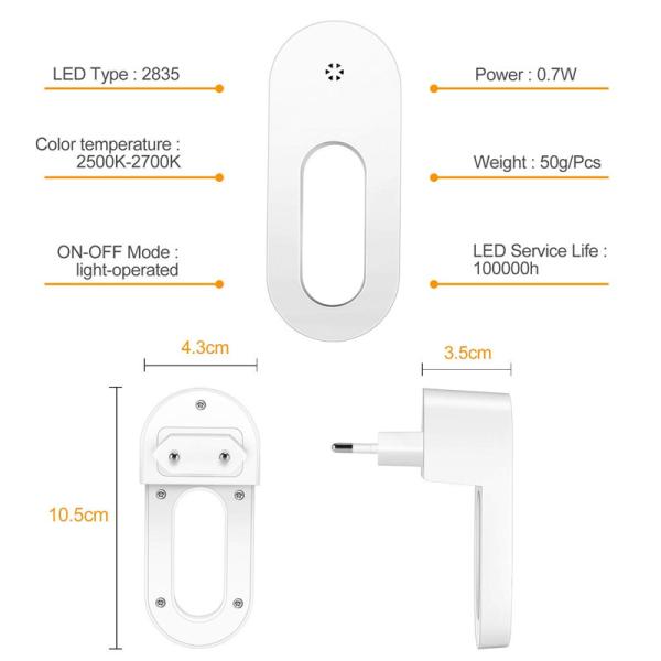 30LM Plug In Dusk To Dawn Night Light / 0.7W Motion Sensor Bedroom Night Light