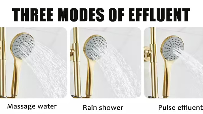 Nordic Light Luxury Shower Set Home Faucet Brass Brushed Gold Hot And Cold Pressurized Nozzle