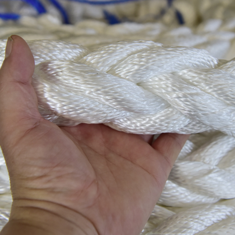 Durable Sea Towing 8 Strand White 48mm Polpropylene Monofilament Crossing Laid with rope noose 2 sides