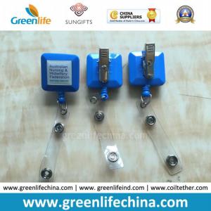 China Advertising Logo Printed Square Blue Promotional ID Badge Reel Holder wholesale