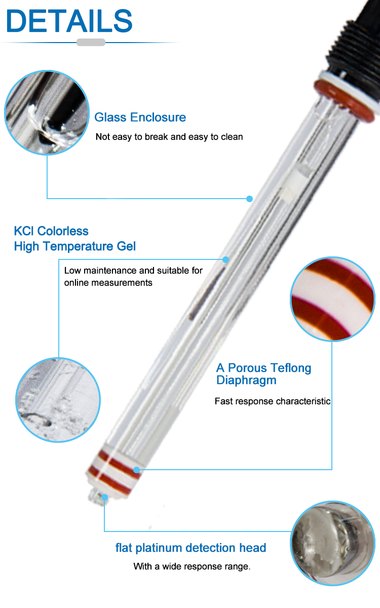 Ring Shaped Platinum Head Glass ORP Sensor With ±2000mV For Dirty Water