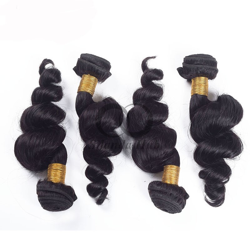 Natural Black Loose Wave Remy Human Hair Bundles Sew In Weave Bundles Brazilian Bundle Deals