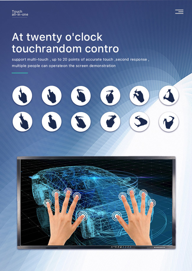 ODM IR Interactive Whiteboard 55 Inch Touch Monitor 3840x2160px