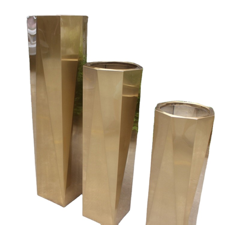 Luxury modern stainless steel planters and barrel mold flower pots