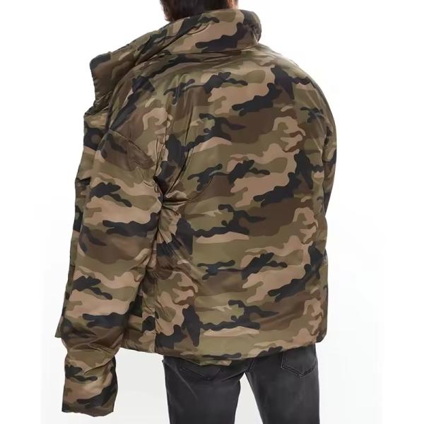 New Product Outdoor Winter Unisex Camouflage Cargo Pocket Puffer Jacket Front Zipper Custom Bomber Jacket for Men