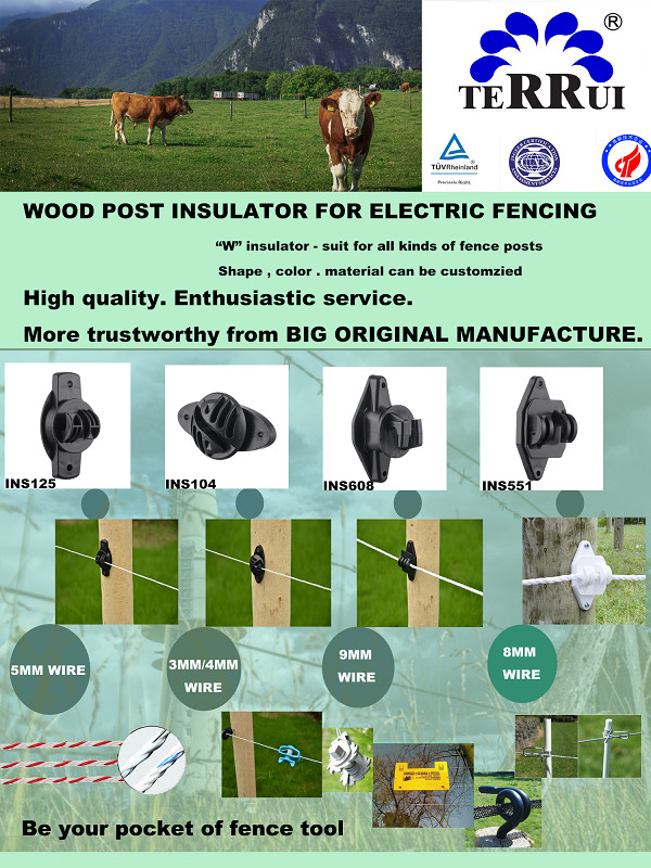 ISO9001 LLDPE wood post Electric Fence Post Insulators