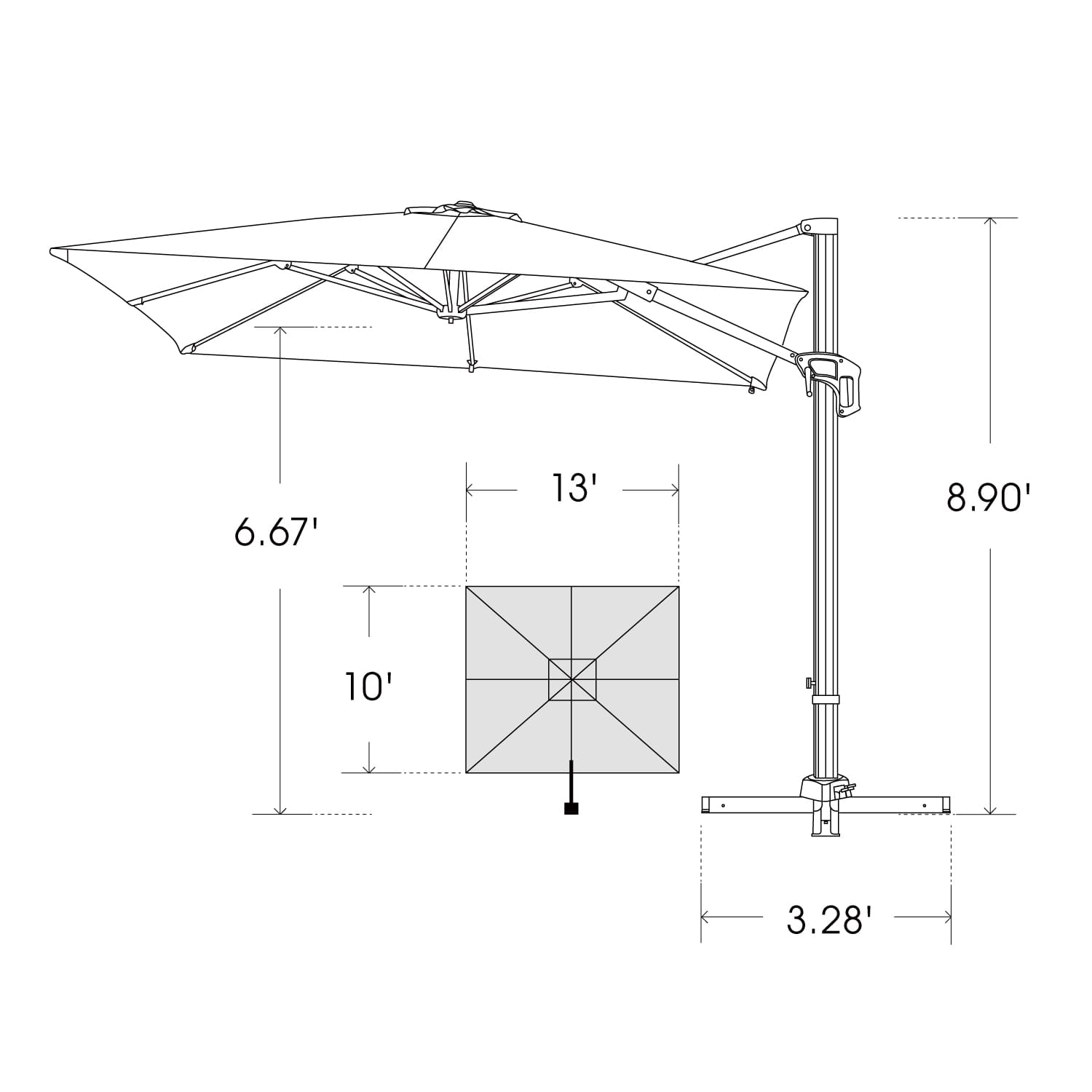 Modern Design Style 1-Tier Cantilever Umbrella for Garden Sun Shade and Protection