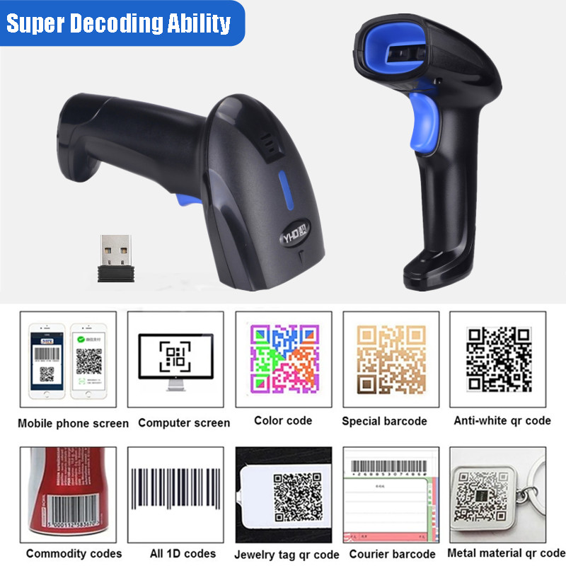 Wireless 2D Qr Code Scanner Portable Reader Bluetooth For Tablet IPad IOS PC POS