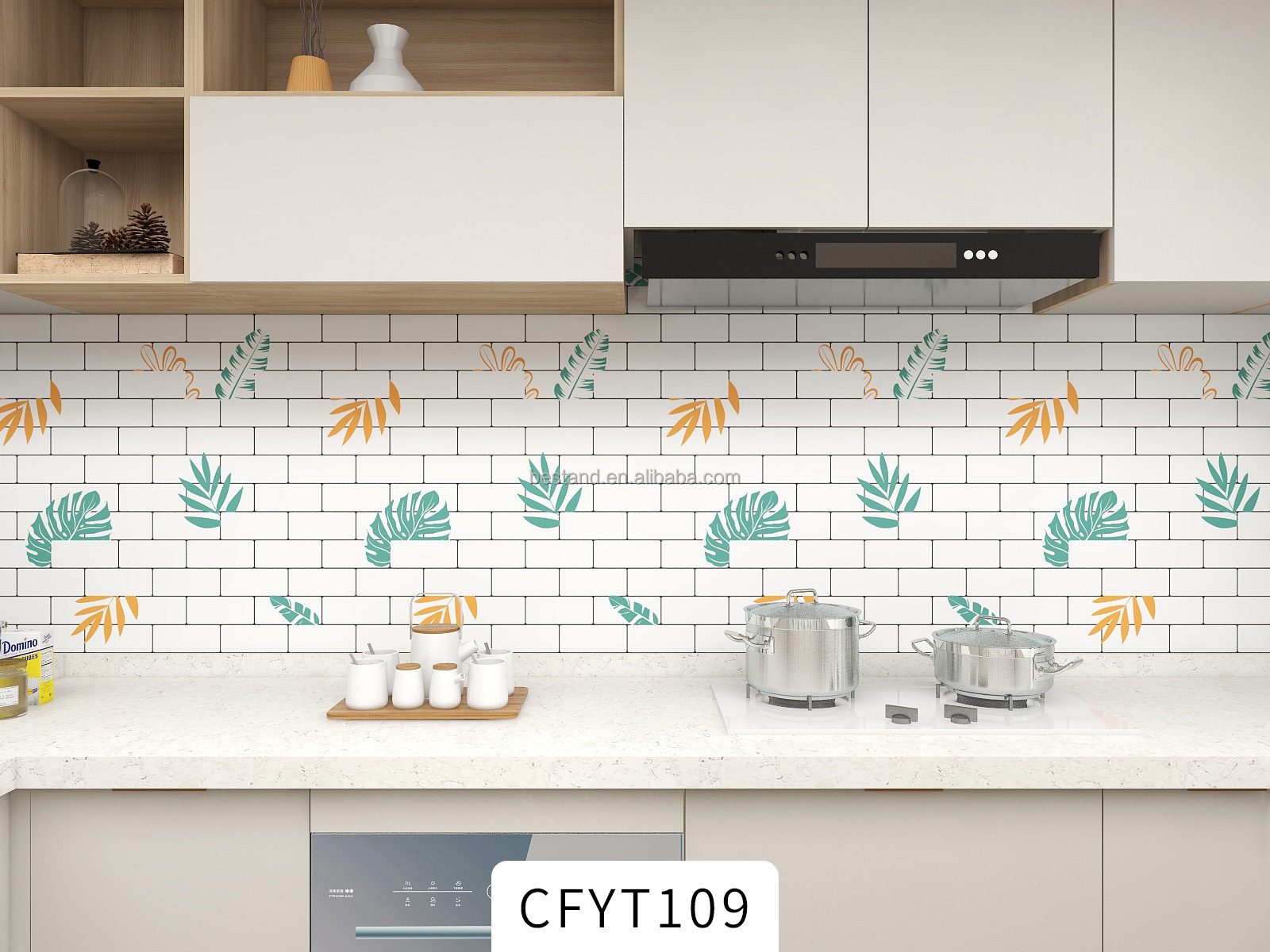 Removable Self-adhesive Foil Sticker Kitchen Backsplash Wallpaper Roll Waterproof Wall Paper for Decorative Tile