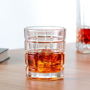 China 10oz Old Fashioned Whiskey Tumbler Distinct Checkerboard Tartan Pattern wholesale