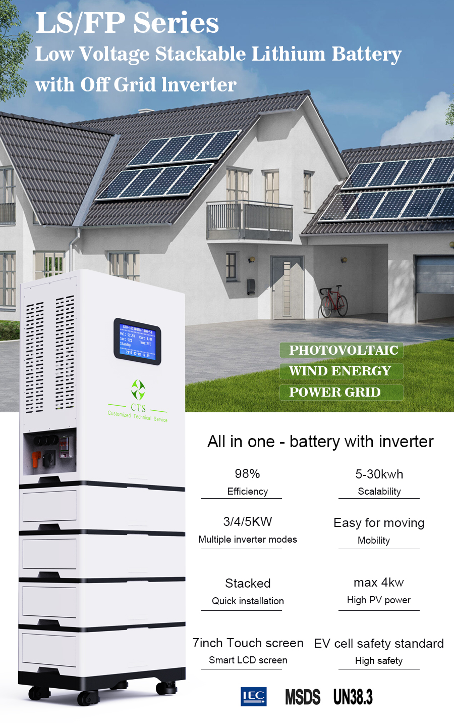 Energy storage 51.2v lifepo4 all in one 10kwh 20kwh 30kwh lithium iron battery with inverter 0