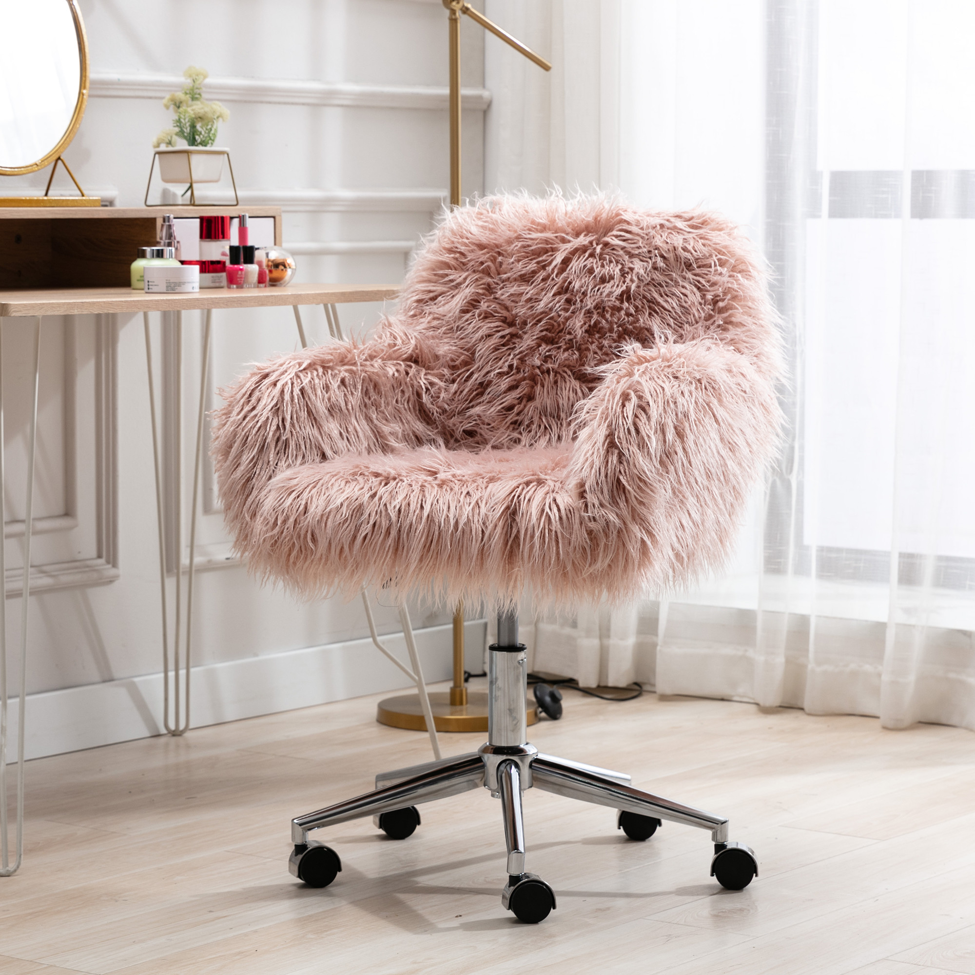 19.84lbs Faux Fur Adjustable Office Chair