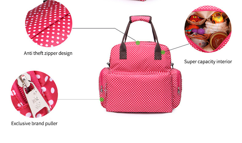 Waterproof Anti-theft Nappy Tote Diaper Bag Multi-Function Travel Backpack Maternity Diaper Shoulder Bag with Changing Mat