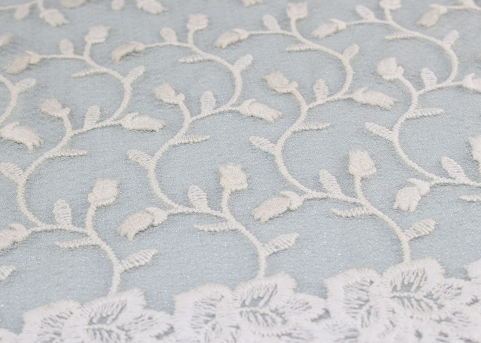 Apparel Floral Double Edge Bridal Embroidered Tulle Lace Fabric 130CM Width