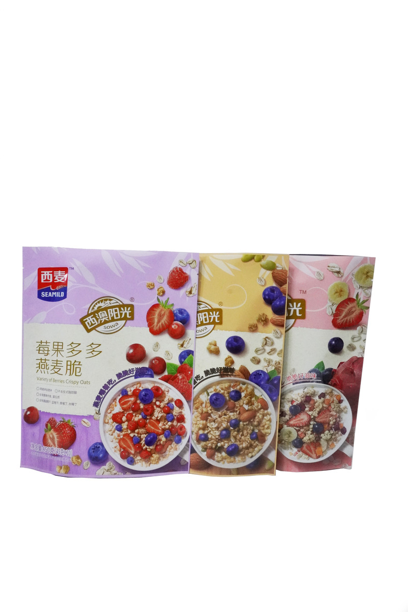 Safety Rack Up Pouch Packaging Oats With Dried Fruit / Vegetable Packaging Bag