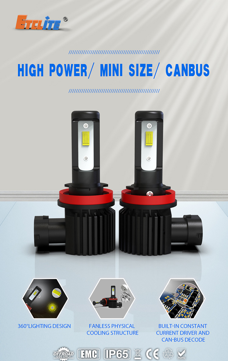 H7 H11 9006 Yellow Led Fog Light Bulbs 8000k Color Temperature