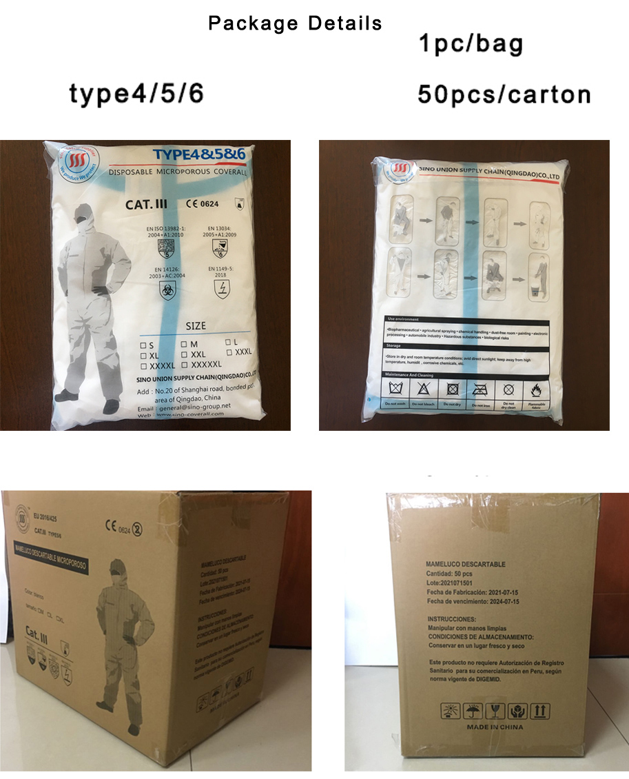 Type 4 Taped White Disposable Coveralls Anti Virus Blood Microbe Liquid Permeation