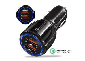 China White10cm 2 USB CE 18W Max QC 3.0 Car Charger wholesale