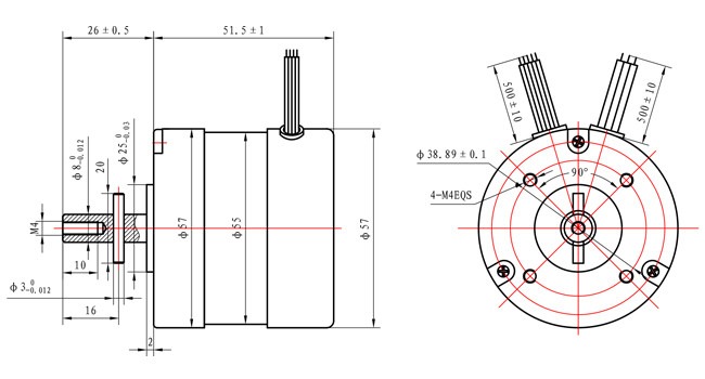 NEMA 23 DC Brushless Motor 5K RPM 57*57*51MM 0.3N.M