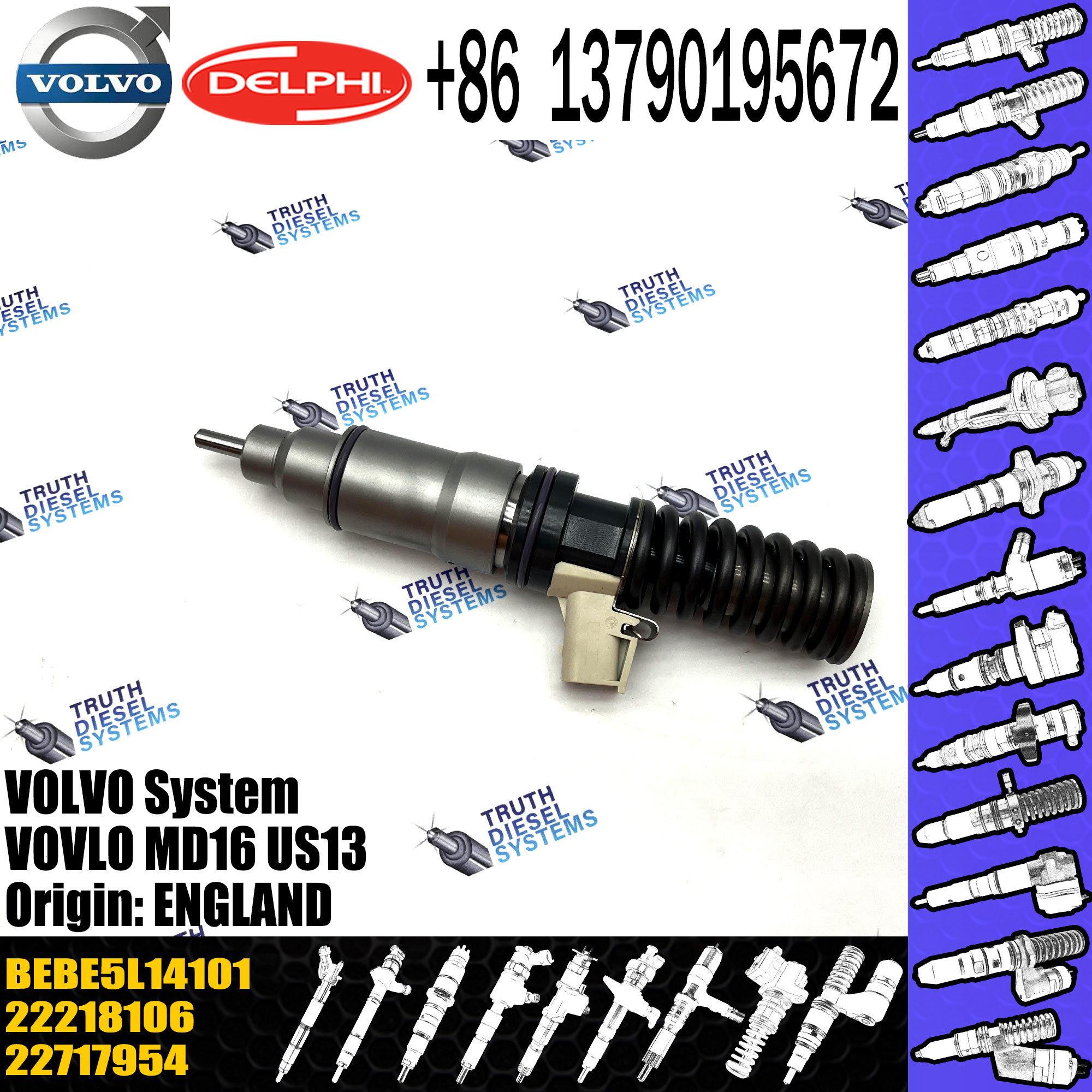Diesel Fuel Injector 22218106 BEBE5L14001 BEBE5L12001 BEBE5L14101 2271795 E3.5 for VOLV MD16 US14 GREENHOUSE GAS