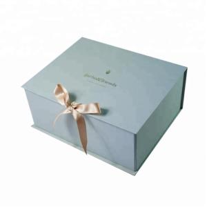 China Ribbon Closure Style Jewelry Packaging Boxes , Folding Gift Packaging Box Durable wholesale