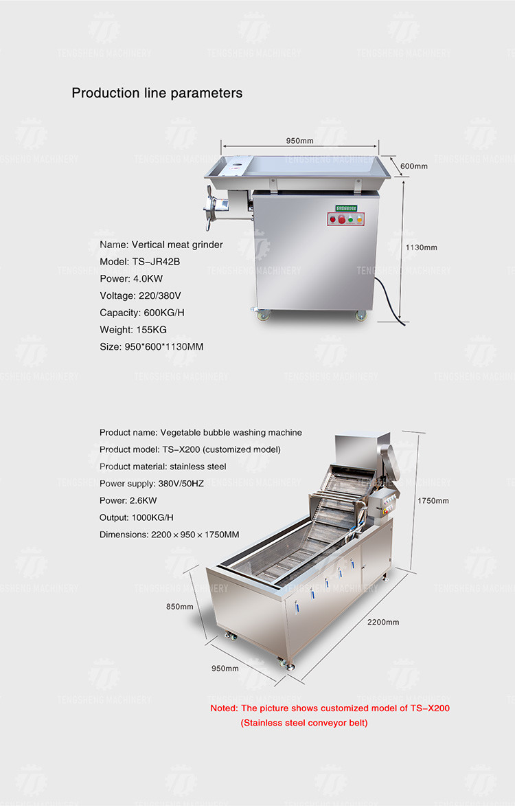 600KG/H Multifunctional Meat Processing Machine Washing And Grinding