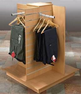 China Slatwall Square Wooden Retail Display Stands For Grocery Store Four Ways wholesale