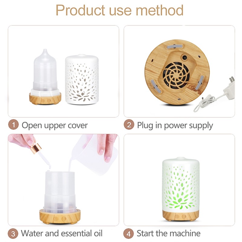 Flower Type Hollow Craft Ceramic Ultrasonic Essential Oil Diffuser