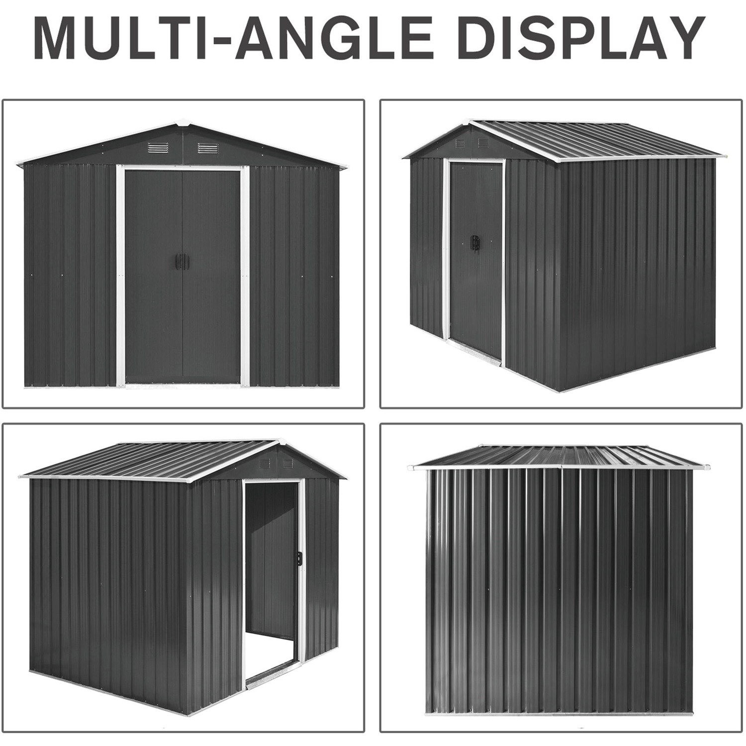 Color Steel Plate Galvanized Steel Outdoor Garden Roofed Metal Storage Shed AJUNION 8x6ft