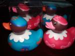 Eco Friendly PVC Novelty Rubber Duck Gifts With Bowknot Painting Design