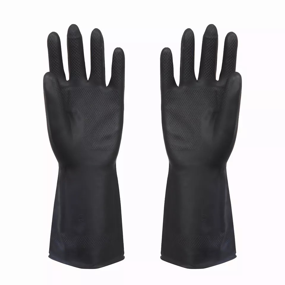 Factory Price Industrial Smooth Coated Powder Free Black Safety Latex Gloves