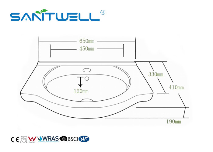 Standard Size Counter Top Wash Basin White Color With Modern Design CE