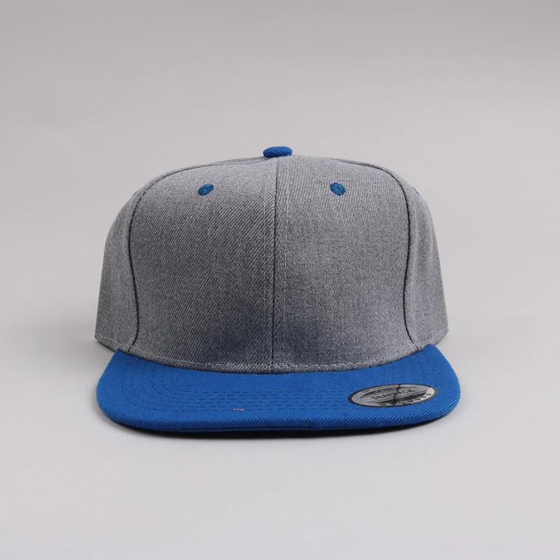 New Adults 6 Panel Snapback Cap Custom Two Tone Flat Brim Snapback Cap