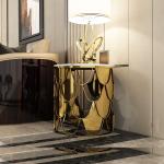 Apartment Circular Glass Top Coffee Side Table Combination