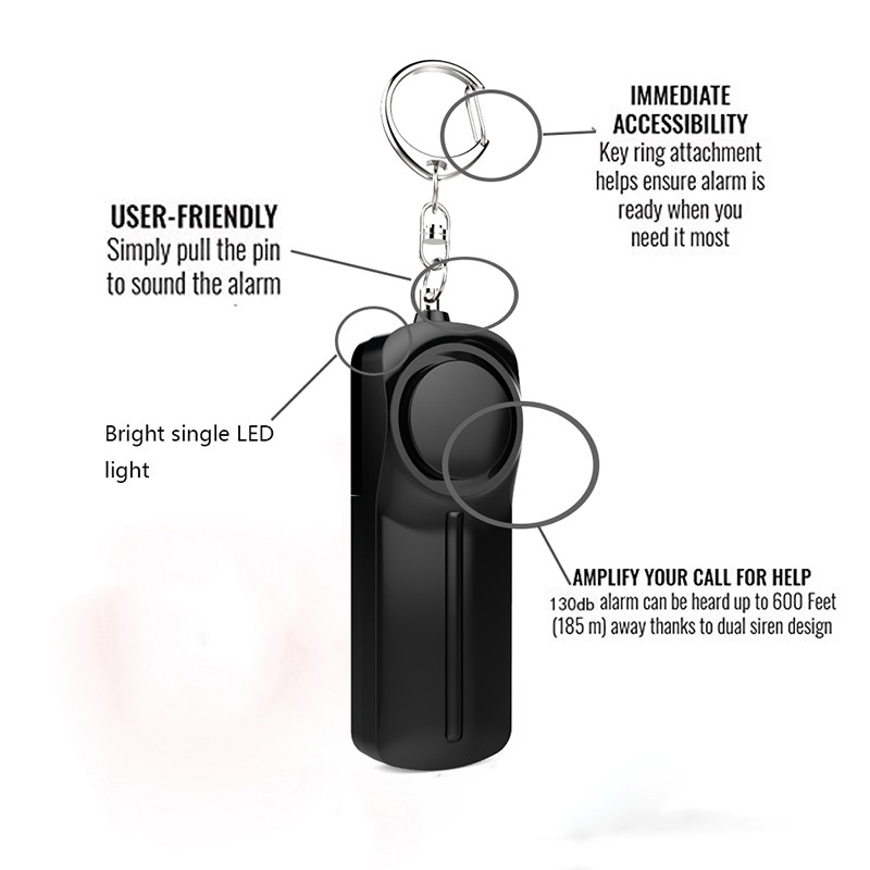 130db Emergency Personal Security Alarms Keychain colorful alarms for girls