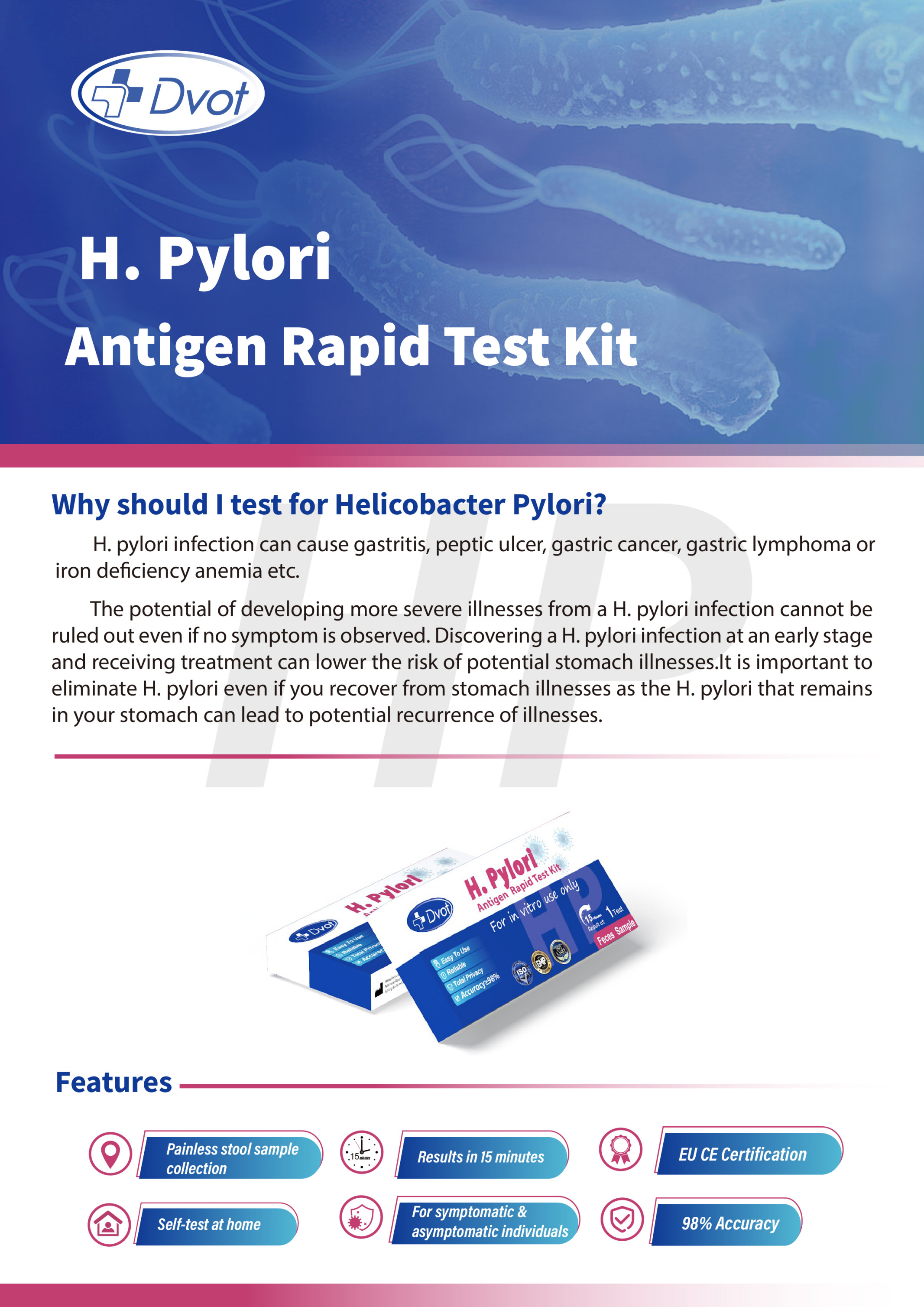 Advanced H.pylori Antibody Diagnostic One Step Rapid Test Kits for Disease Detection