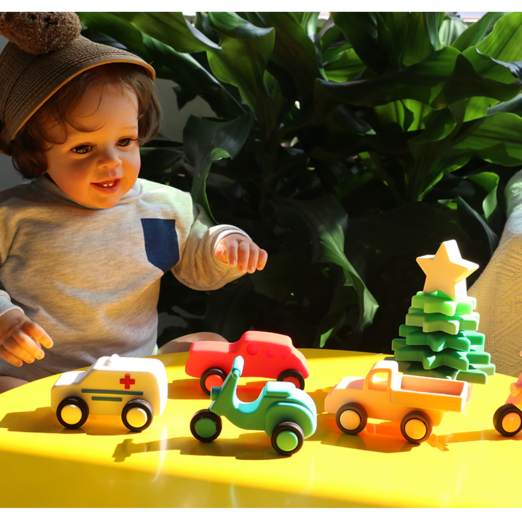 Food Grade Silicone Baby Teething Toy for Molars Infant Toys for Babies 3+ Food Grade Silicone Car Tractor Silicone Kid Toys
