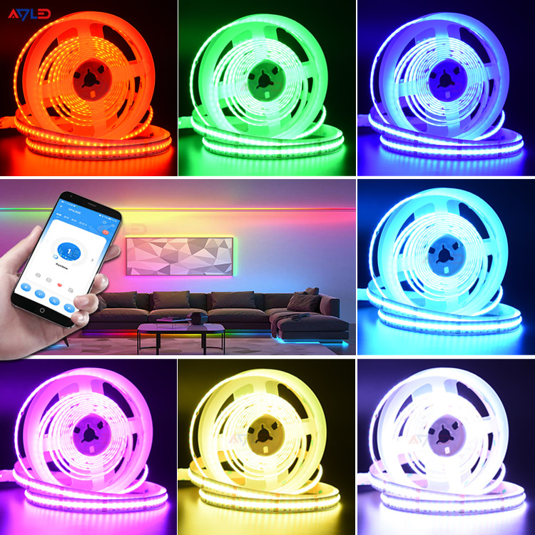 Wifi COB Led Strip Lights 12mm DC24V 840RGB CCT LED Tape Light